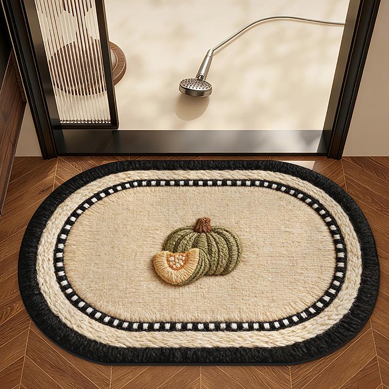 Colorful Pumpkin Anti-slip Bathroom Mat – Water Absorbent Decorative Floor Rug