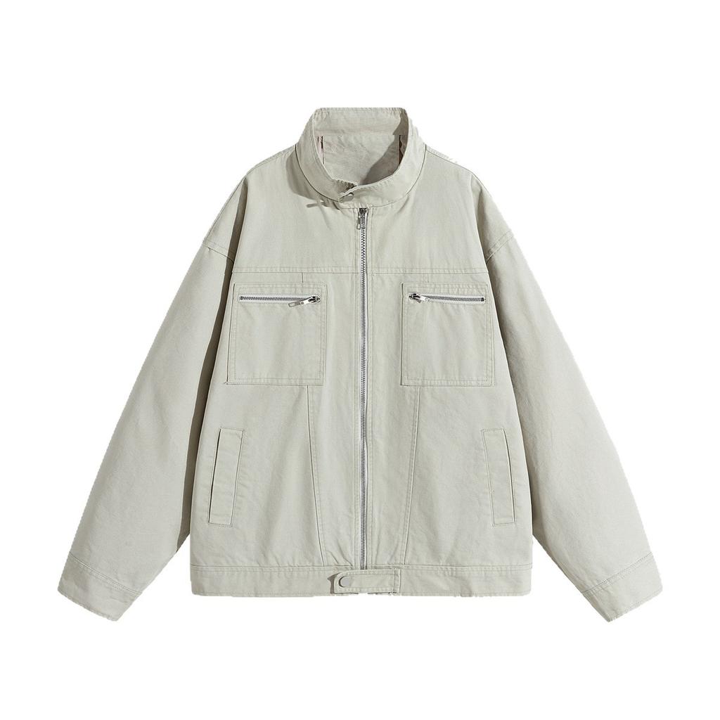 Pure Cotton Jacket for Men's New Work Jacket American-style Washing and Old Standing Collar Men's Spring and Autumn Clothing