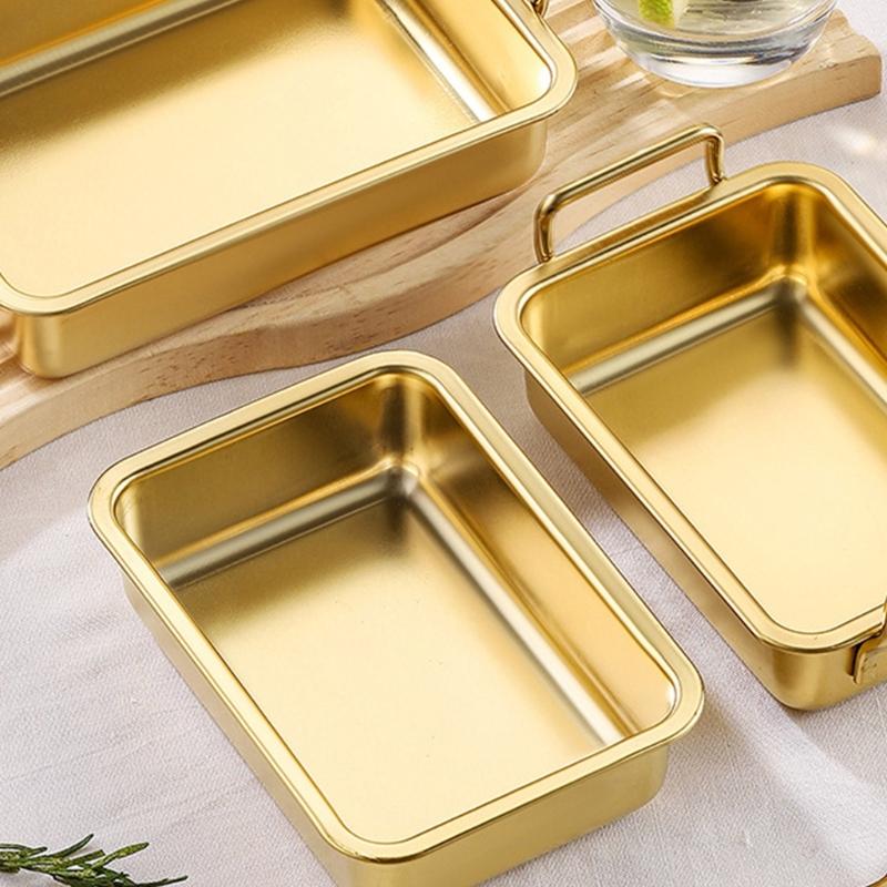 Rectangle Oven Tray for Casserole Bread Pizza Stainless Steel Deep Roasting Pan with Portable Handle Kitchen Accessories