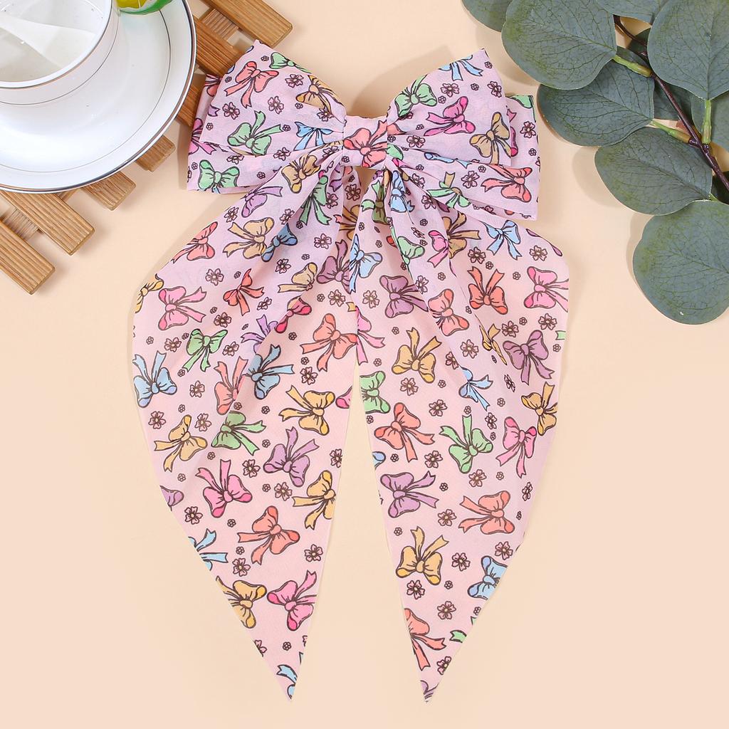 Women Large Hair Bow Hair Clip for Girls Simple Print Bows Hair Clip Ponytail Bow Hairpin Girls Hair Accessories