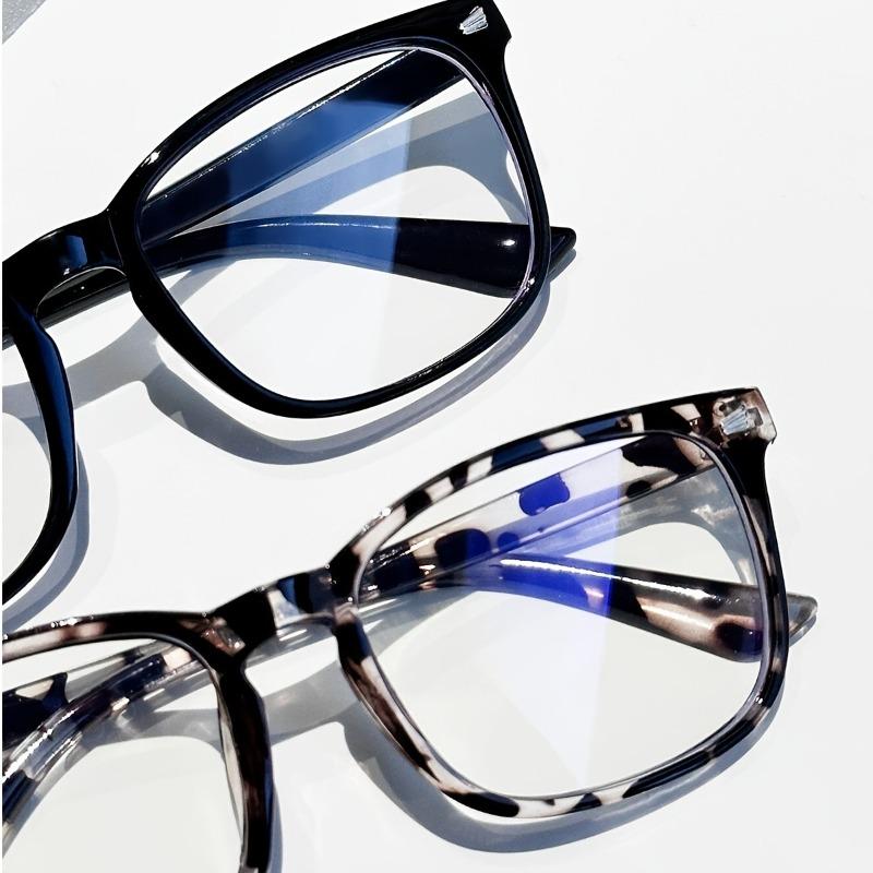 2pcs Women's Square Blue Light Blocking Glasses - Minimalist Black & Clear Perfect for School/Office Use