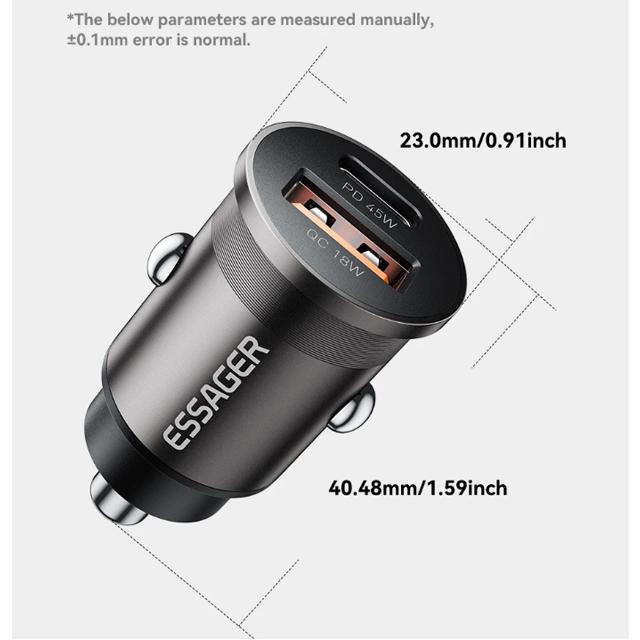 Essager 45W Car Charger QC 3.0 For Huawei Xiaomi Quick Charge SCP Samsung AFC Quick Charge PD 3.0 Type C Portable Phone Charge