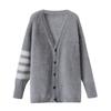 Autumn and winter imitation mink velvet knitted cardigan top women's versatile loose lazy wind sweater jacket splicing design