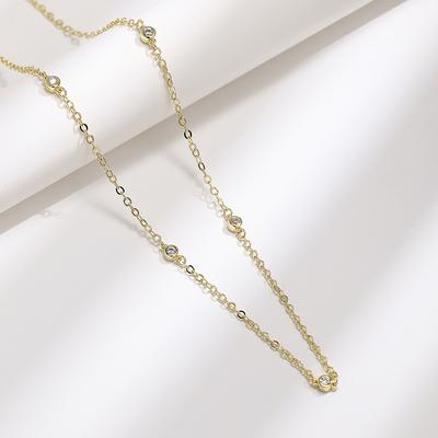 Neue Einfache Halskette für Weibliche Gold Farbe Kleine Runde CZ Kette Halskette Low-key Zarte Frauen Hals Schmuck Großhandel