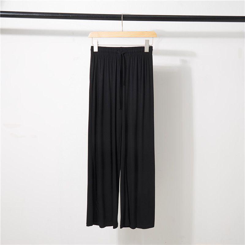 

K-стиль Брюки из модального хлопка с высокой талией, свободные, женские, летние, из ледяного шелка, свободные, драпирующиеся, моп, прямые, для танцев, повседневные, длинные Black M (recommended 40.00 kg-50.00 kg