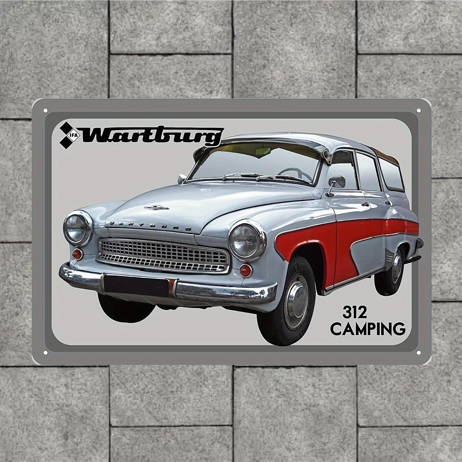 Винтажная для Wartburg 312 Кемпинг Универсал Железный Знак Классический Автомобиль Настенный Декор Ностальгия ГДР Коллекционный Подарок Ретро Стиль Мольберт 20x30cm（7.8x11.8inch）