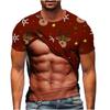 Round Neck Short Sleeved Christmas Fake Abs Pattern T-shirt, Ugly Christmas Top, Men's Gift Funny 3D Printed Men's Ugly Christmas T-shirt,