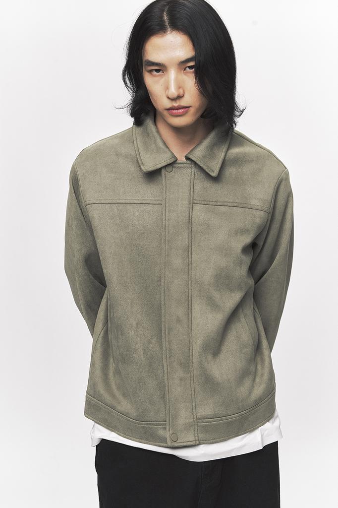Black Moment Classic Vegan Suede Jacket [Olive]