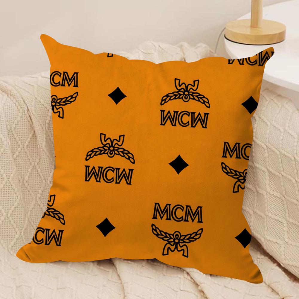 Texture M-C-M Fashion Cushion Cover Soft Plush Fabric Double-Sided Printed Sofa Cushion Cover for All Seasons Home Decor Gift