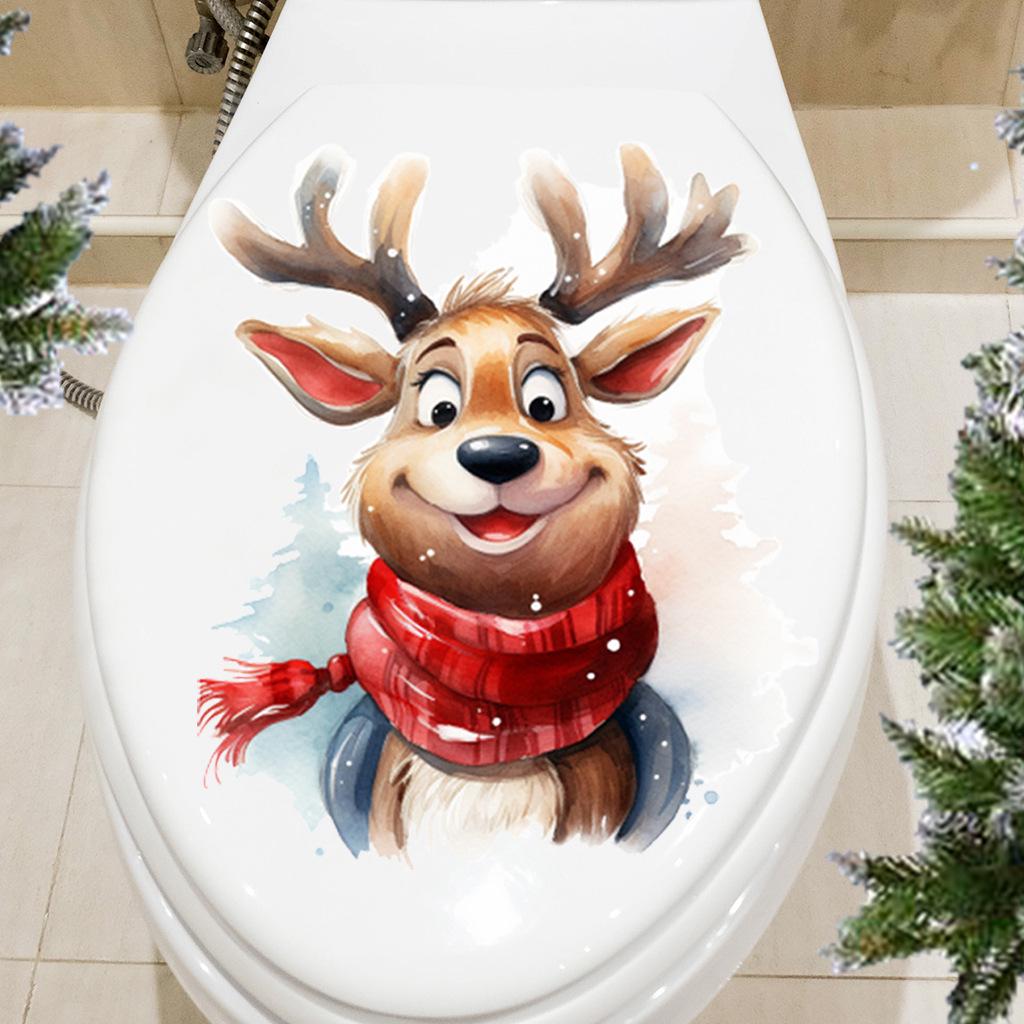 Santa Claus PVC Toilet Sticker - Self-Adhesive Christmas Bathroom Decoration (Model AFC8507)