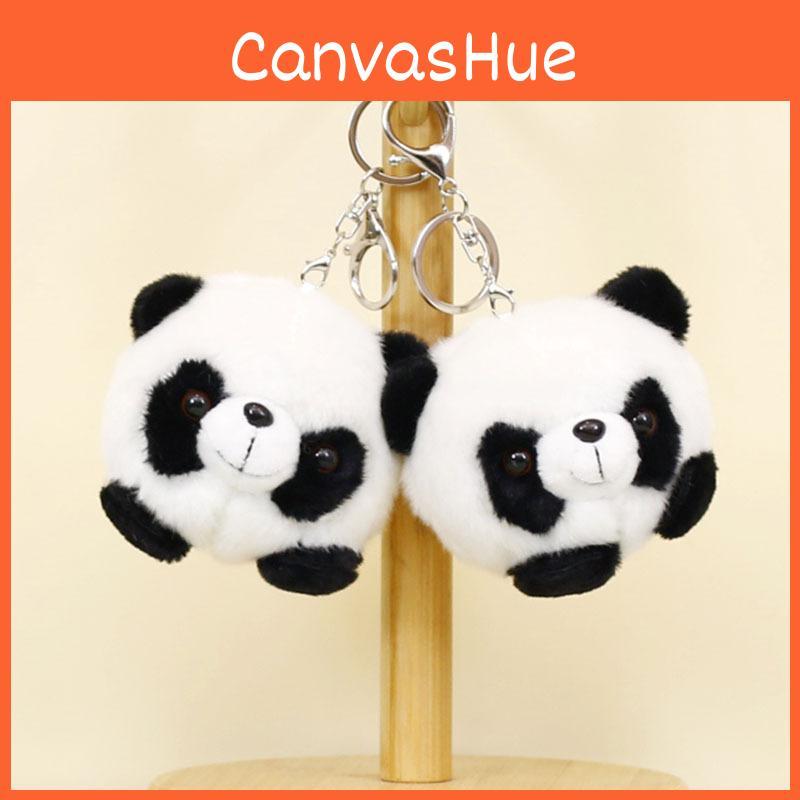 Cute Panda Plush Keychain Charming Couple Bag Ornament Short Plush Toy Gift