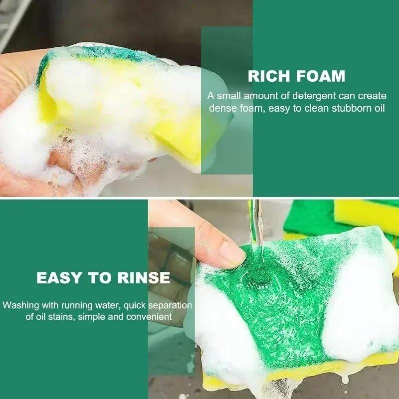 Lot de 5/50 éponges à vaisselle robustes pour ustensiles de cuisine, anti-rayures, réutilisables et écologiques, pour la maison et le restaurant