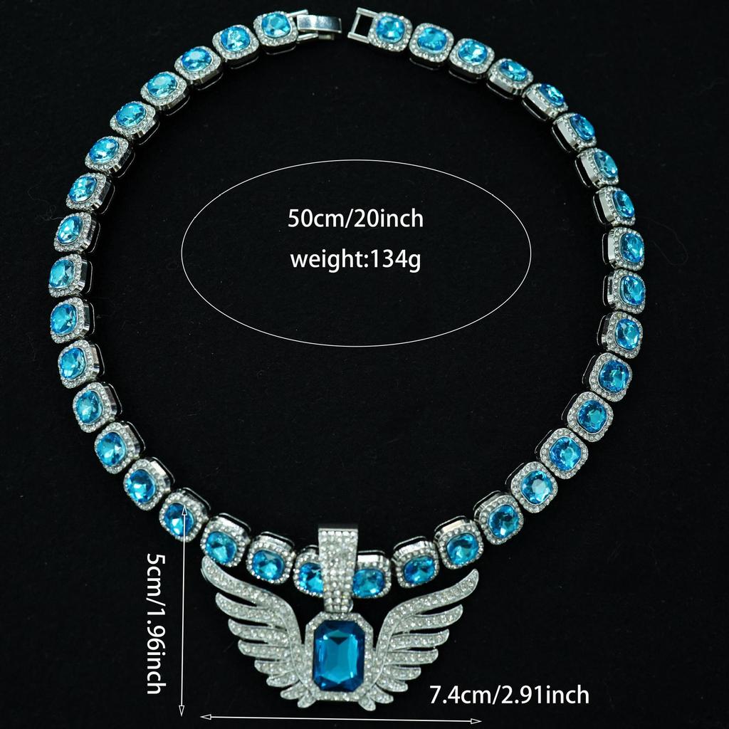 Light Luxury Niche Men's and Women's Fashionable Angel Wing Pendant, Ins, Wing Pendant, Emerald, Hip-hop, Rock Sugar Cuban Chain