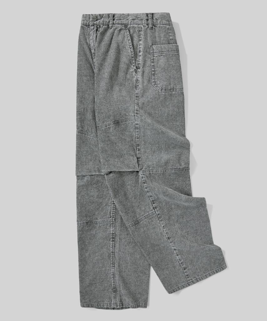 Beodeonteu Corduroy Cut-Out Layered Pants [Gray]