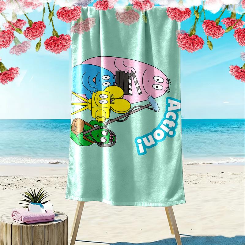 Barbapapa Print Beach Towel, Large Soft Quick Dry Towel for Beach Camping Swimming