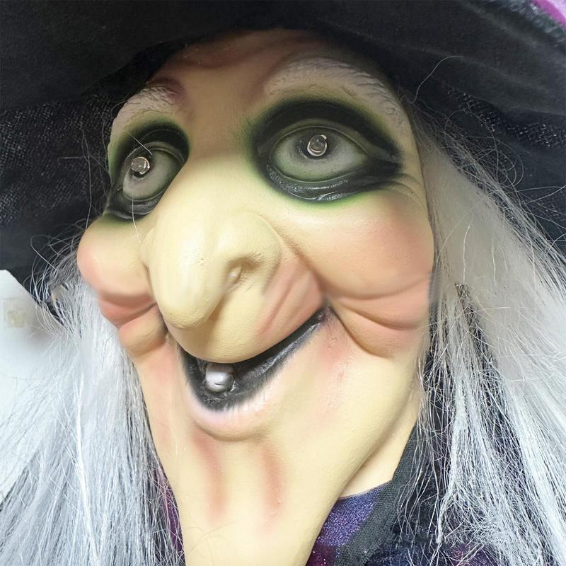 Halloween Decorations Props Life Size Animatronic Witch Sound Activated Screaming Glowing Eyes for Haunted House Party Supplies