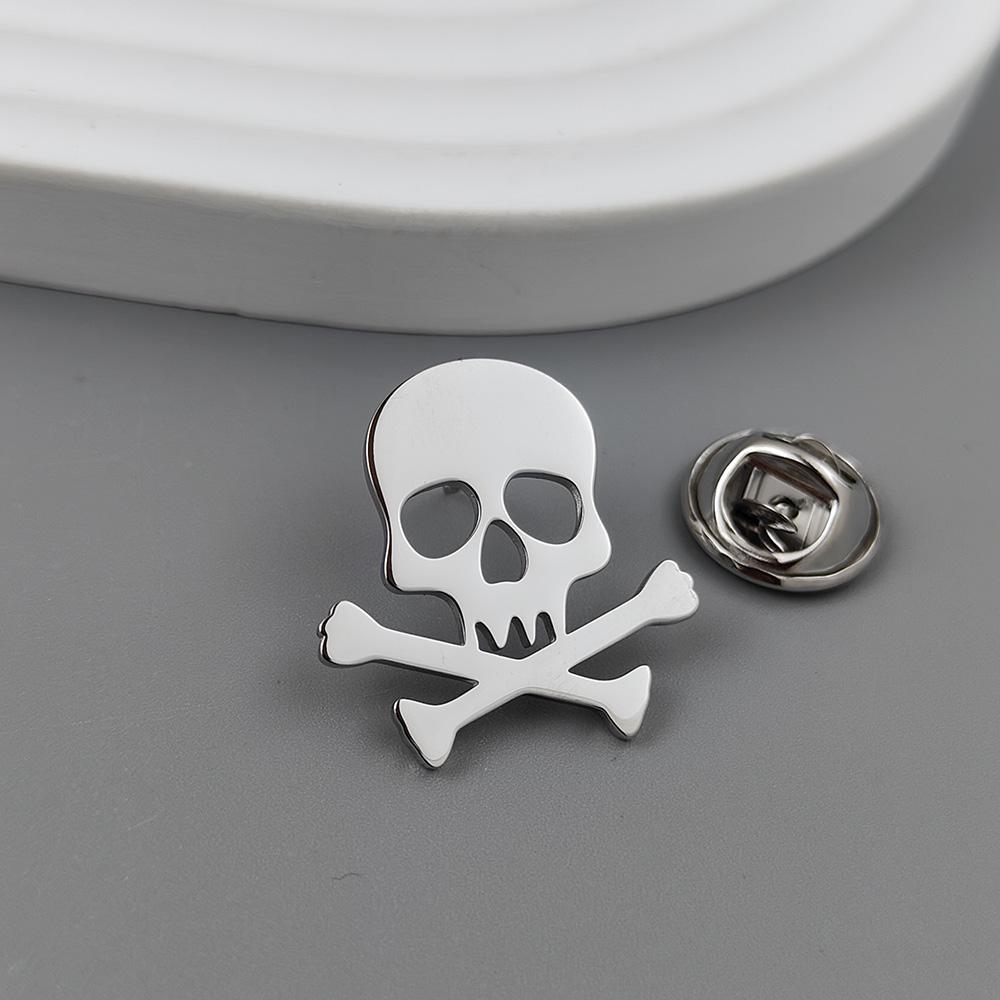 

Punisher skull gold-plated badge, suit lapel pin stainless steel black, anti-exposure buttons for women, brooch for men