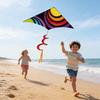 Colorful Rainbow Triangle Kite for Kids with Spiral Tail