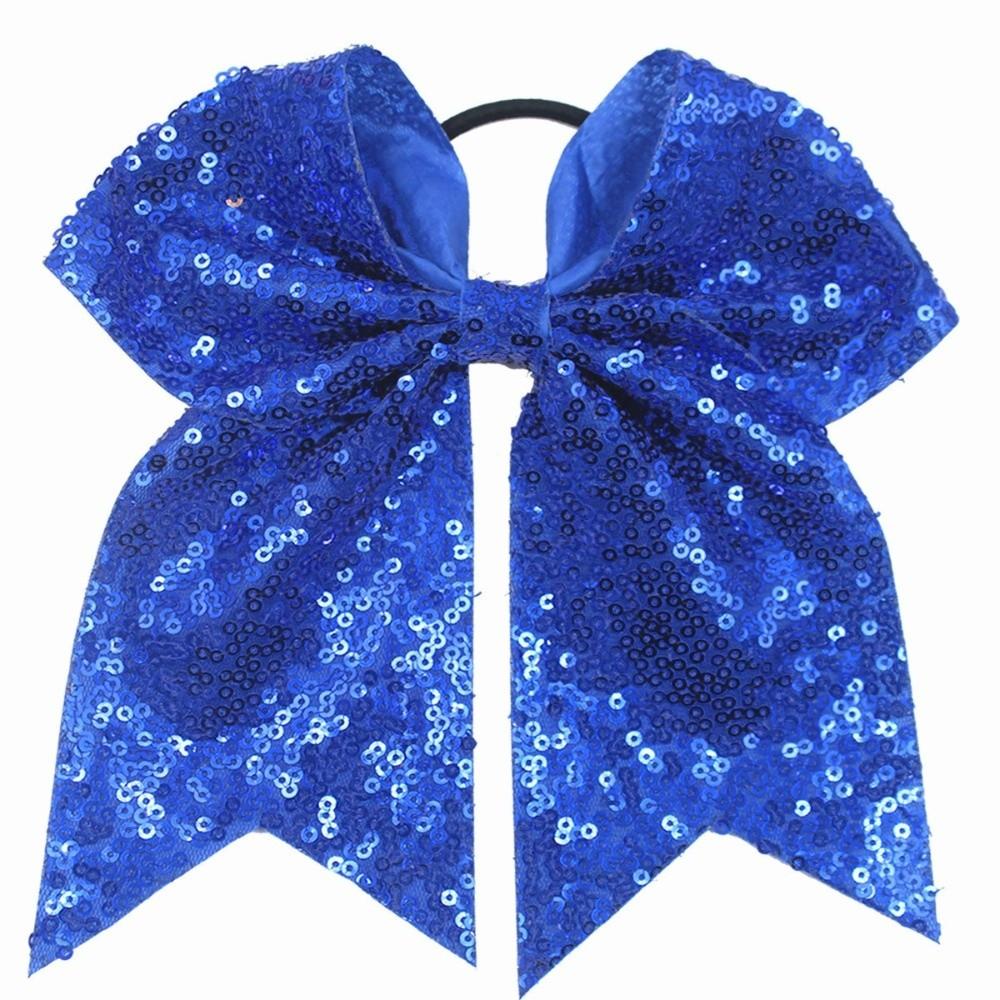 Large Size Sparkly Glitter Bows Shiny Sequins Dovetail Bow Sequins Hair Bows Elastic Hair Ties Pigtail Bows For Kid Girls