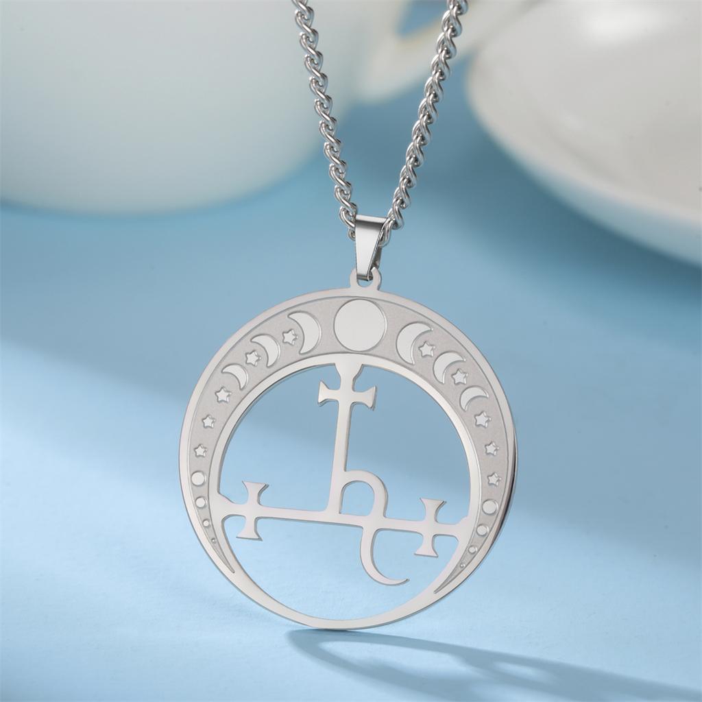 Lilith Démonický Pečeťový Náhrdelník Nerezová Ocel Vintage Satan Šalamounův Symbol Přívěsek Choker Amulet Šperk Dárek