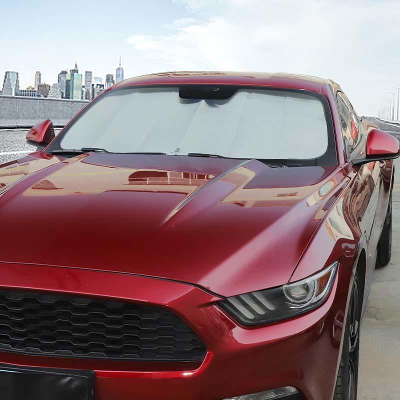 Bil Frontrute Solskjerm Vindusskjerm Sammenleggbar Solskjerm Deksel Passer til Ford Mustang 2015 og oppover Biltilbehør