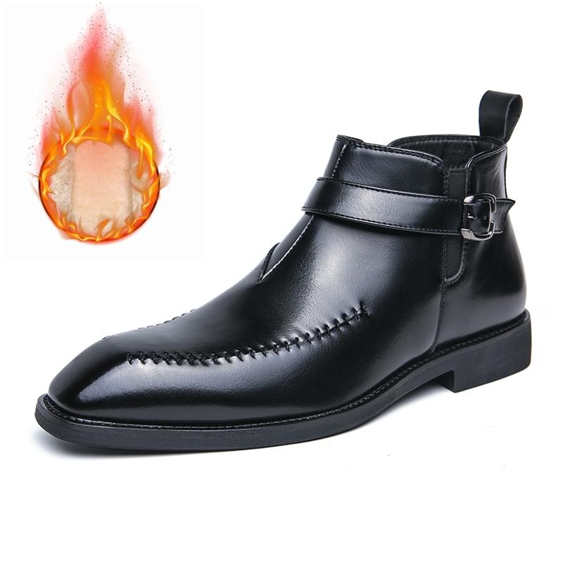 

Men s Comfortable Winter Chelsea Boots Warm Lined Ankle Snow Boots with Zip Waterproof Slip Resistant Casual High-top Shoes 38