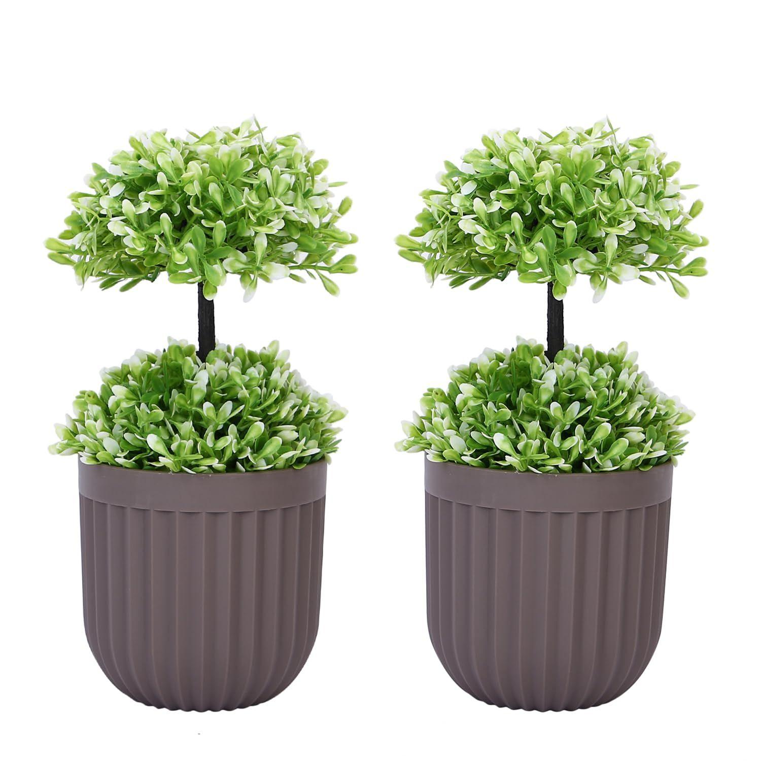 

Набор из 2 искусственных топиари, 22x10 см, для декора дома/офиса, зелень в коричневом пластиковом горшке