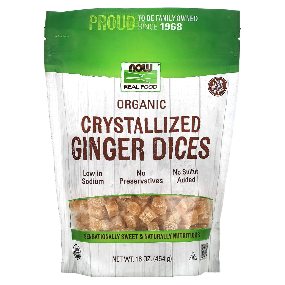 Now Foods Real Food Crystallized Ginger Diced, 16 oz (454 g) 454g - 1 ea