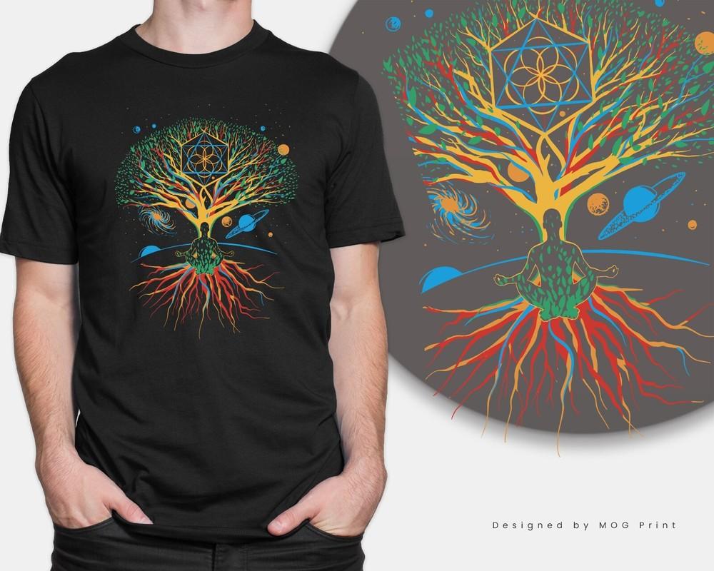 

Tree of Life Meditating T-shirt Peace Mandala Zen Meditation Yoga Spiritual Top 2XL