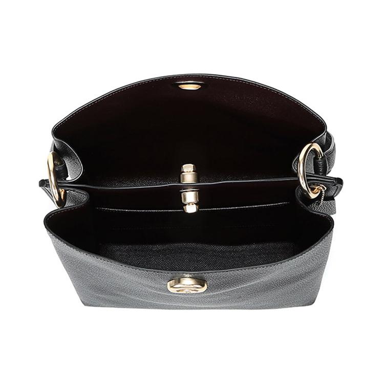 New COACH Charlie Leather Bucket Bag, Shoulder Bag, Crossbody Bag, Handbag Medium Size Women's Black 55200-GDBLK