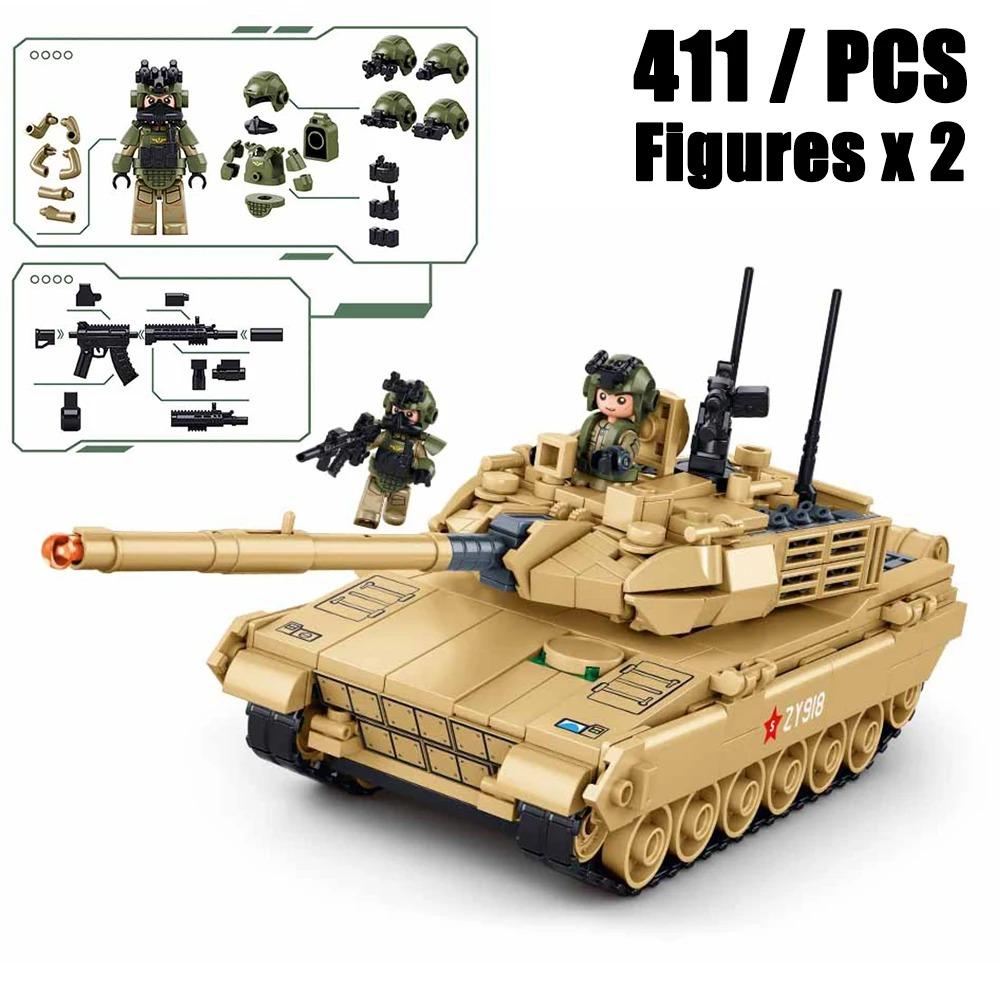 NEU Sluban M3A3S Infanterie-Panzerfahrzeug Abrams Panzer Bausteine Klassische Militärspiele Red Alert Modell WW2 Steine Spielzeug Geschenk beige