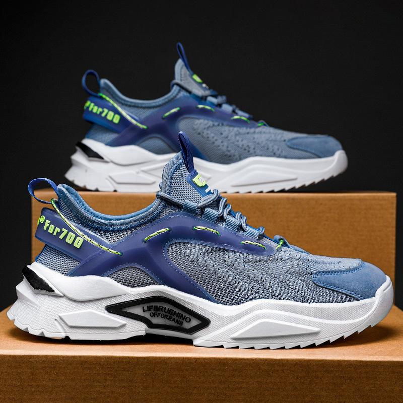 New Men's Shoes Trendy Dad Shoes Flying Woven Mesh Breathable Running Shoes Sports Versatile Casual Shoes Trendy Shoes