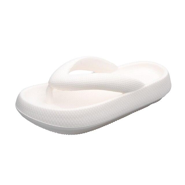 Nye plattformtøfler kvinner sommer strand flip-flops mote slip-on sandaler for kvinner sko hvit gul casual flats slide