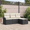 Garden Sofa Set with Cushions 4 pcs Black and Cream Poly Rattan