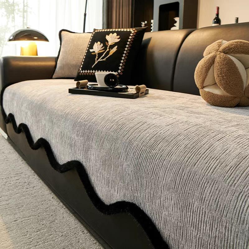 Irregular Sofa Seat Cushion Autumn and Winter Model, Modern Light Luxury Fixed Non-slip High-end Seat Cushion Cover Cloth