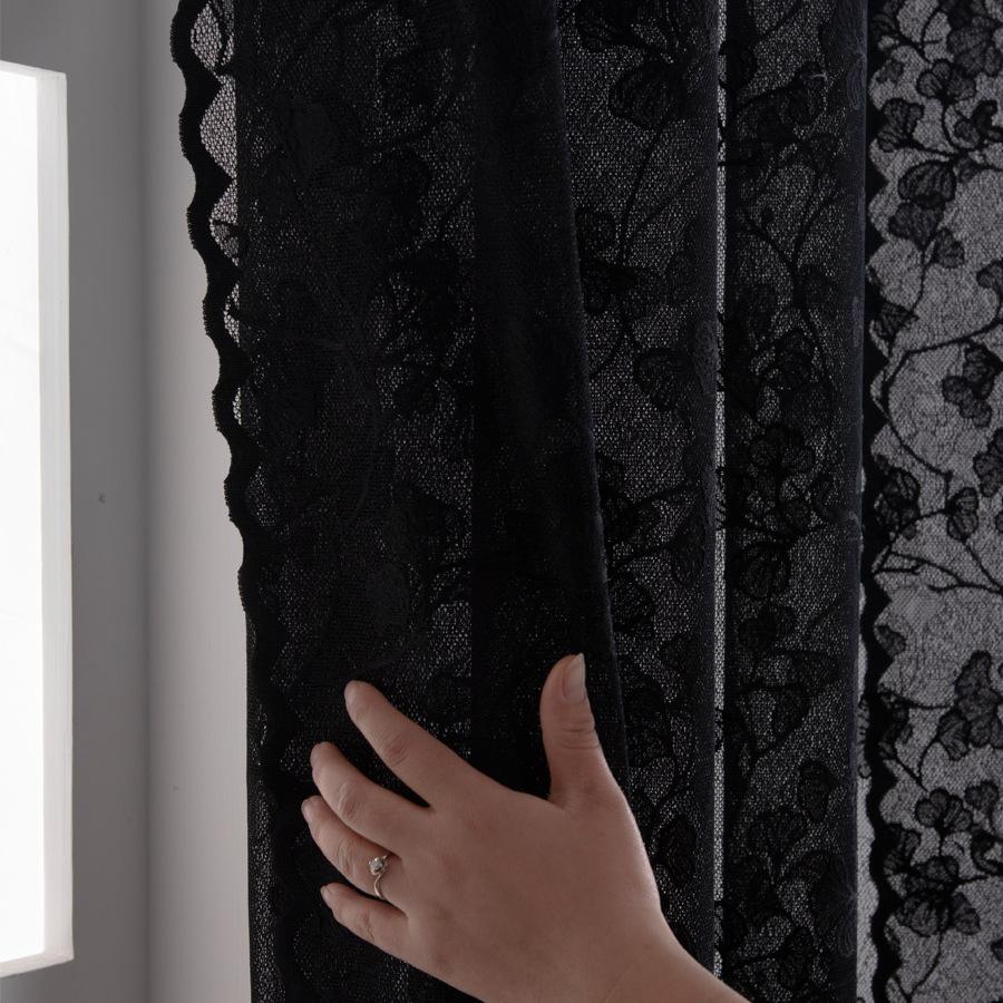 European Style Sheer Curtains with Gourd Floral Embroidery - Lightweight Polyester Fabric, Easy Install Grommet Top Design