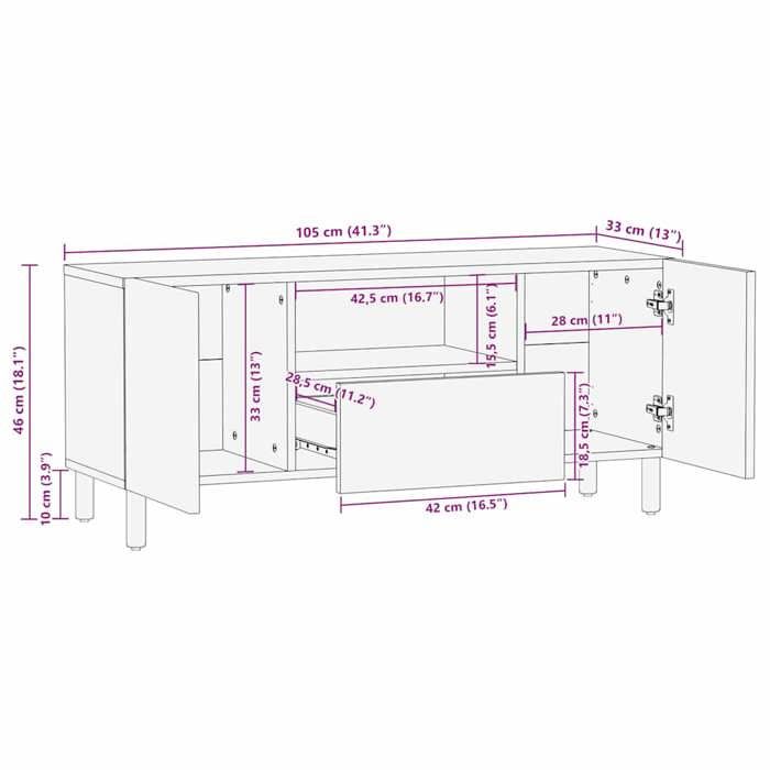 VidaXL Meuble TV marron 105x33x46 cm Bois massif de manguier 4017734