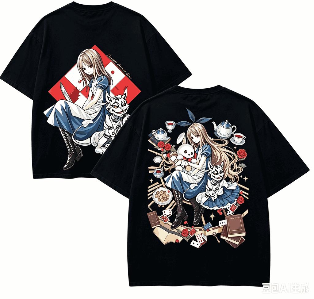 Alice Madness Anime Lover T-shirt Harajuku Cotton New Model High Street Oversized Unisex Retro