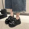 Women Thick-Soled Punk Dark Buckle Muffin Gothic Women'S Shoes Round Head Jk Small Leather Shoes