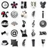 50-Piece Polka Dot Cartoon Graffiti Stickers - Waterproof Black & White Journal and Phone Case Decor