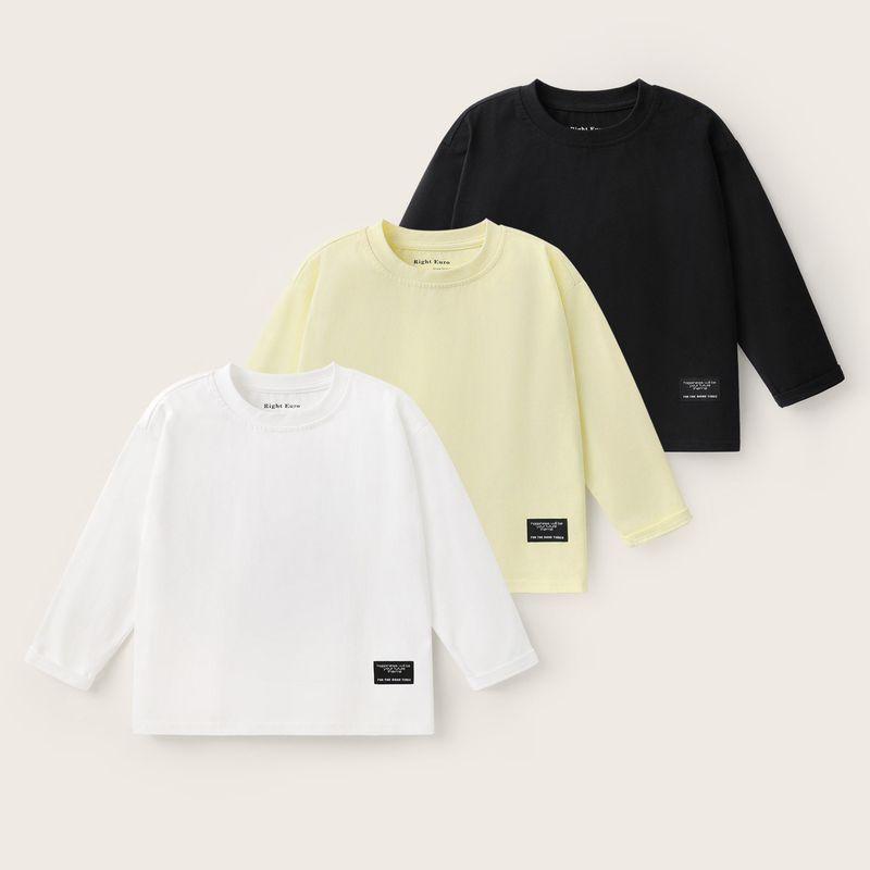 Right Side Boys' T-Shirt, Pure Cotton Long-Sleeve Top, New Spring and Autumn Children's Clothing, Autumn Base Shirt, Autumn Clothes