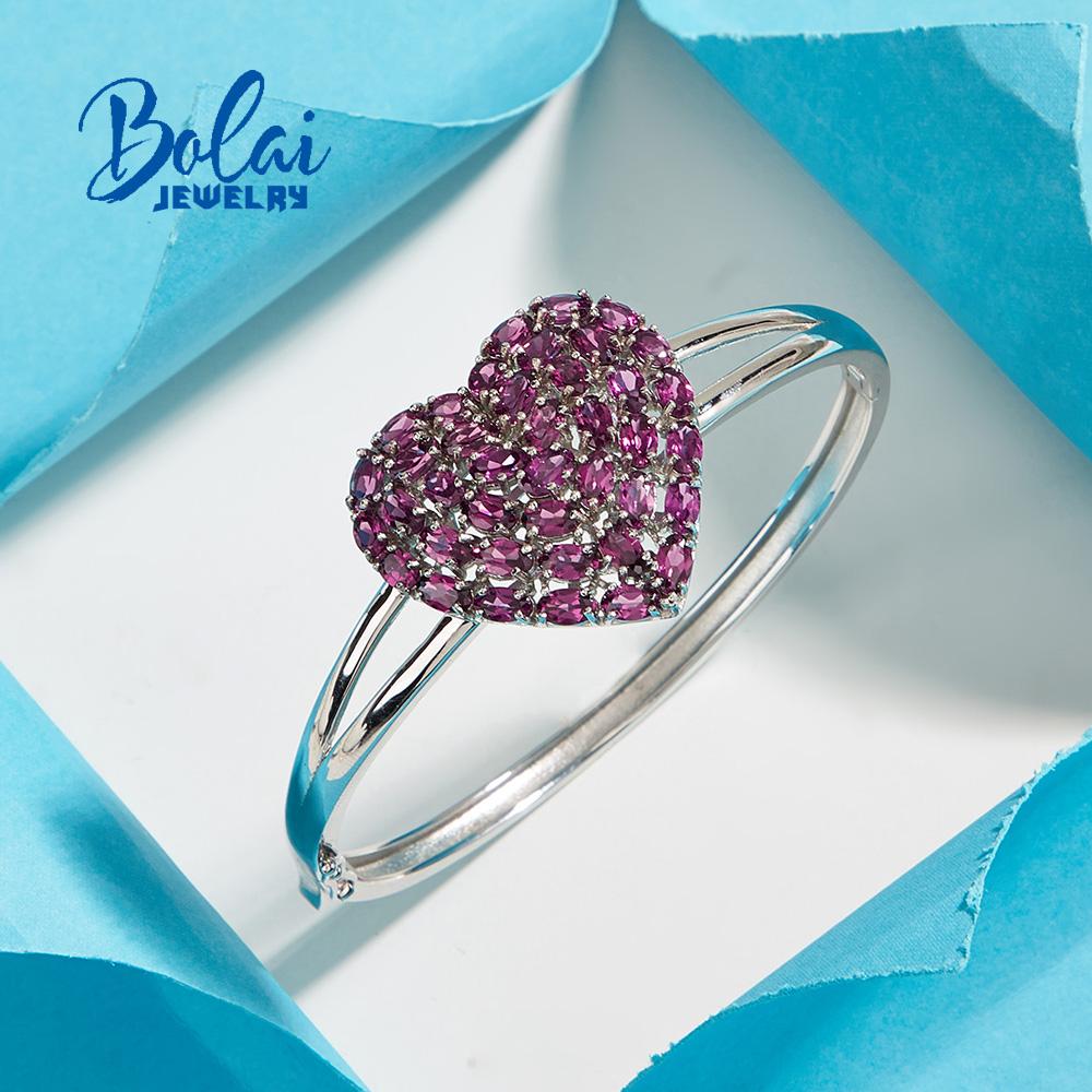 Nydelig lys luksus naturlig granat hjertearmbånd mote kvinner 925 sterling sølv fine smykker jubileumsbankett