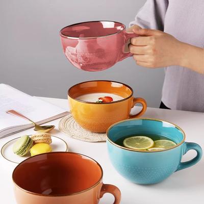 Ceramic Breakfast Bowl 700ml Microwave & Oven-Safe Soup Mug with Lid & Spoon Large Capacity Soup Bowl for Oatmeal Noodles