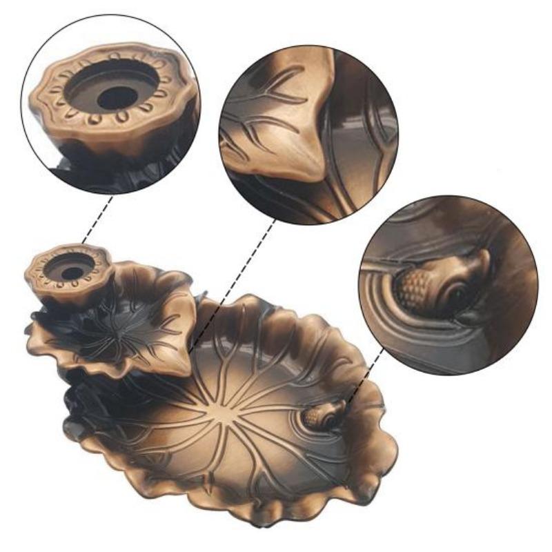 Kadzidło palnika imitacja liści lotosu ręcznie rzeźbiony wodospad kadzidła przyciągający wzrok ornament do aromaterapii