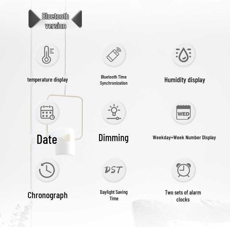 LED Digital Wall Clock with Bluetooth & Auto Time Sync for Living Room - Model 6667