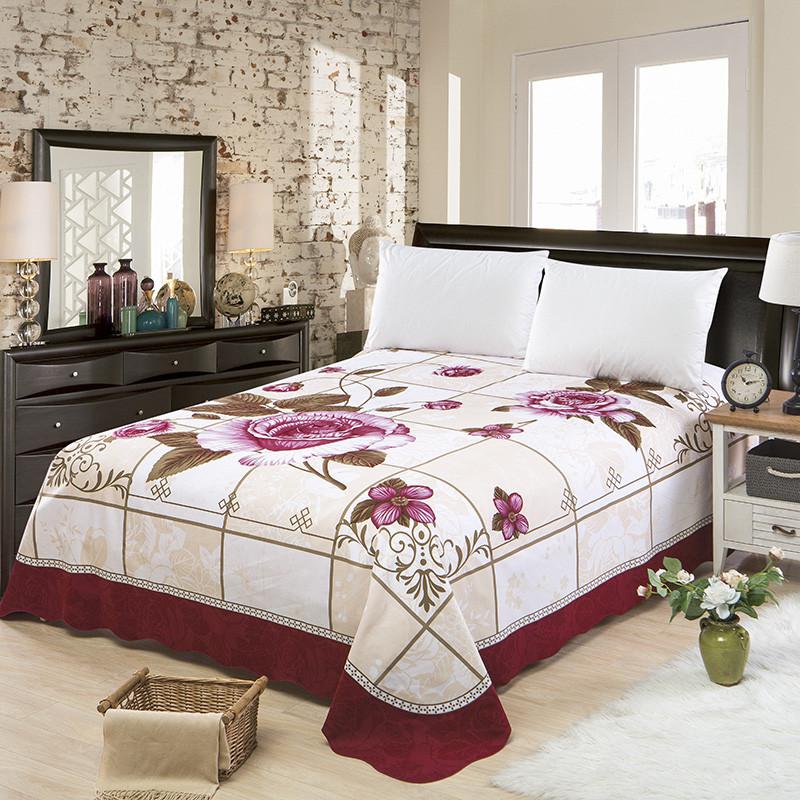 Chic Rode Bloesem Bloemen gedrukt Aquarel Bedlaken 250X250cm Geborsteld Katoen Ultra Zacht Plat Laken Beddekking 250X250cm 1Pc