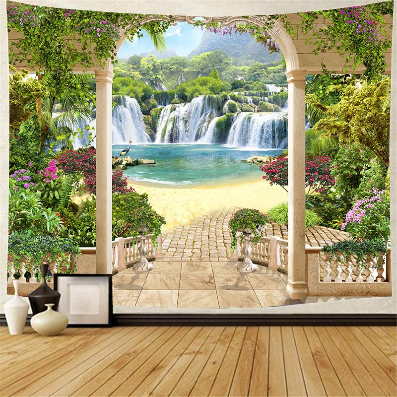 VIKAMA Forest Stream Scenery Tapestry Fresh Green Plant Moss Wall Hanging Art for Bedroom Living Room Dorm Washable Wall Decor