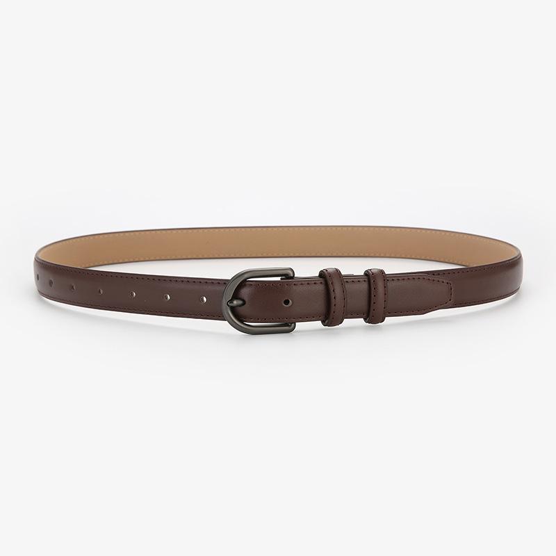 Women's Designer Versatile Black Leather Belt - Genuine High-Grade Cowhide, Unisex, Perfect for Jeans.