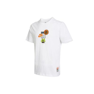 Camiseta de manga corta informal con cuello redondo y estampado de plantas de dibujos animados para hombre Tops blancos DQ1034-100