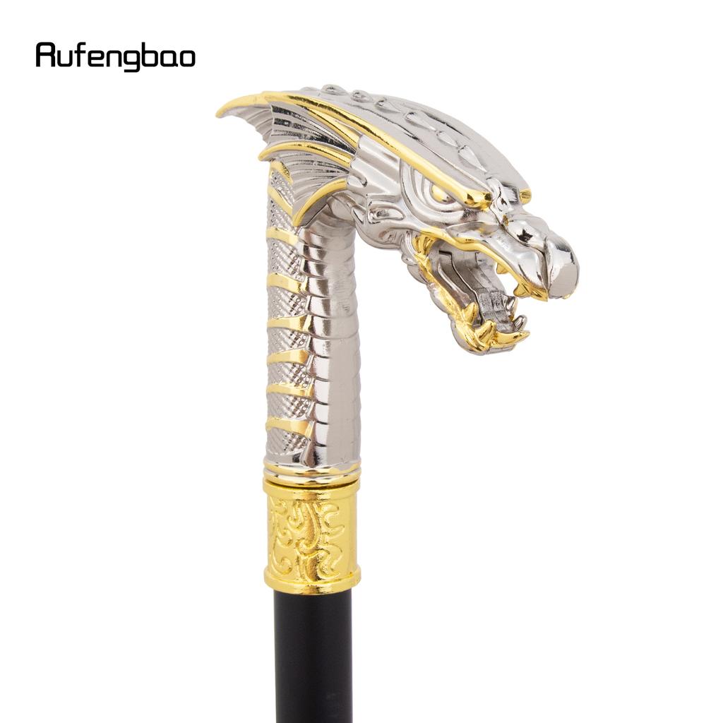 Golden White Dragon Head Fashion Walking Stick Decorative Stick Cospaly Vintage Party Fashionable Walking Cane Crosier 94cm